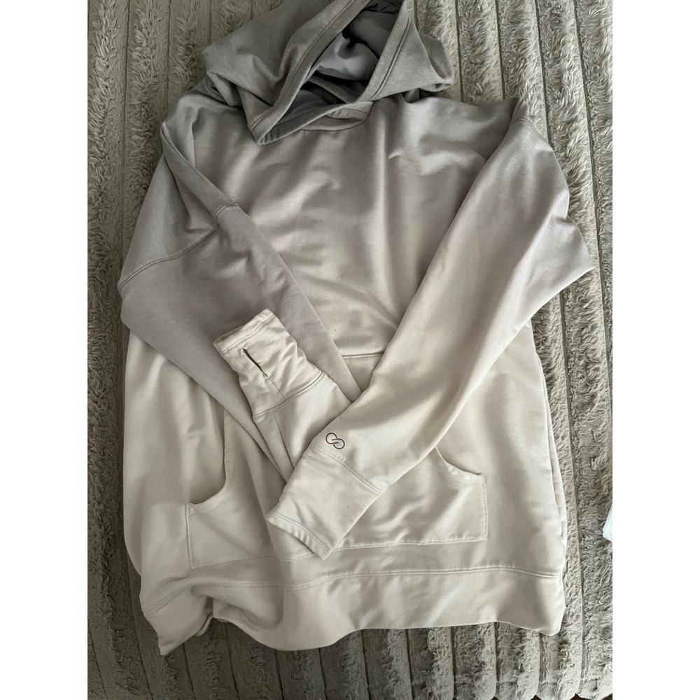 CALIA by Carrie Underwood Grey Cream Ombre Thumbhole Hoodie Sweatshirt Large